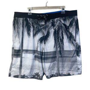 GAP Brian Bielmanns Graphic Gray Beach Print Wake Surf Board Shorts Men's Sz XL